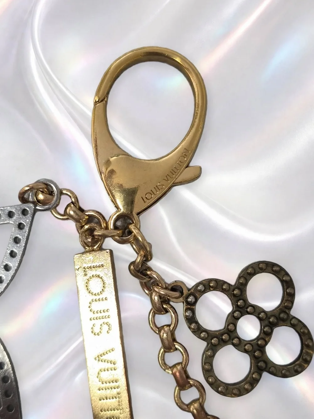 Louis Vuitton Two-Tone Gold and Silver Flower Keychain Charm